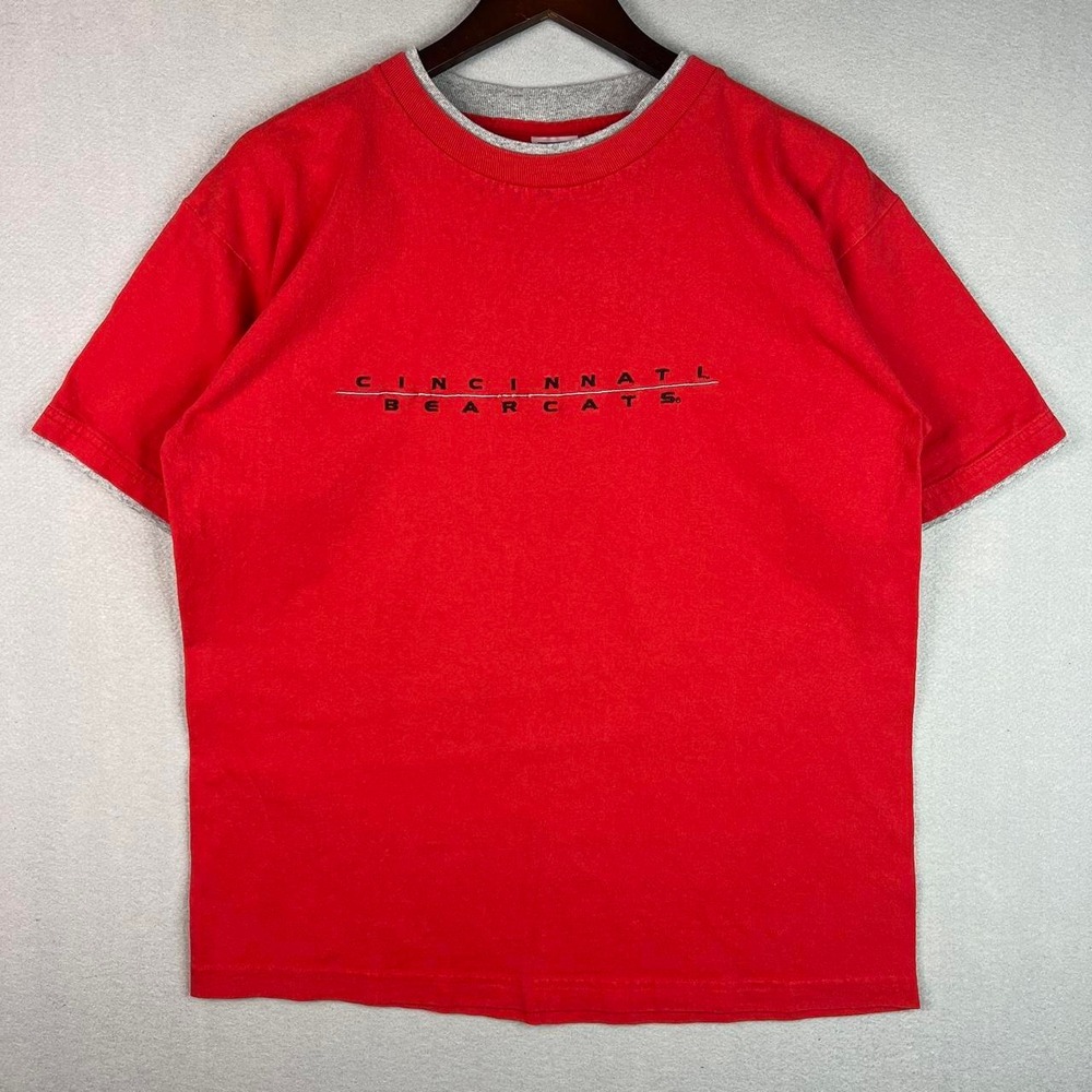 Vintage University of Cincinnati Bearcats Two Tone Red Collegiate Tee Shirt L